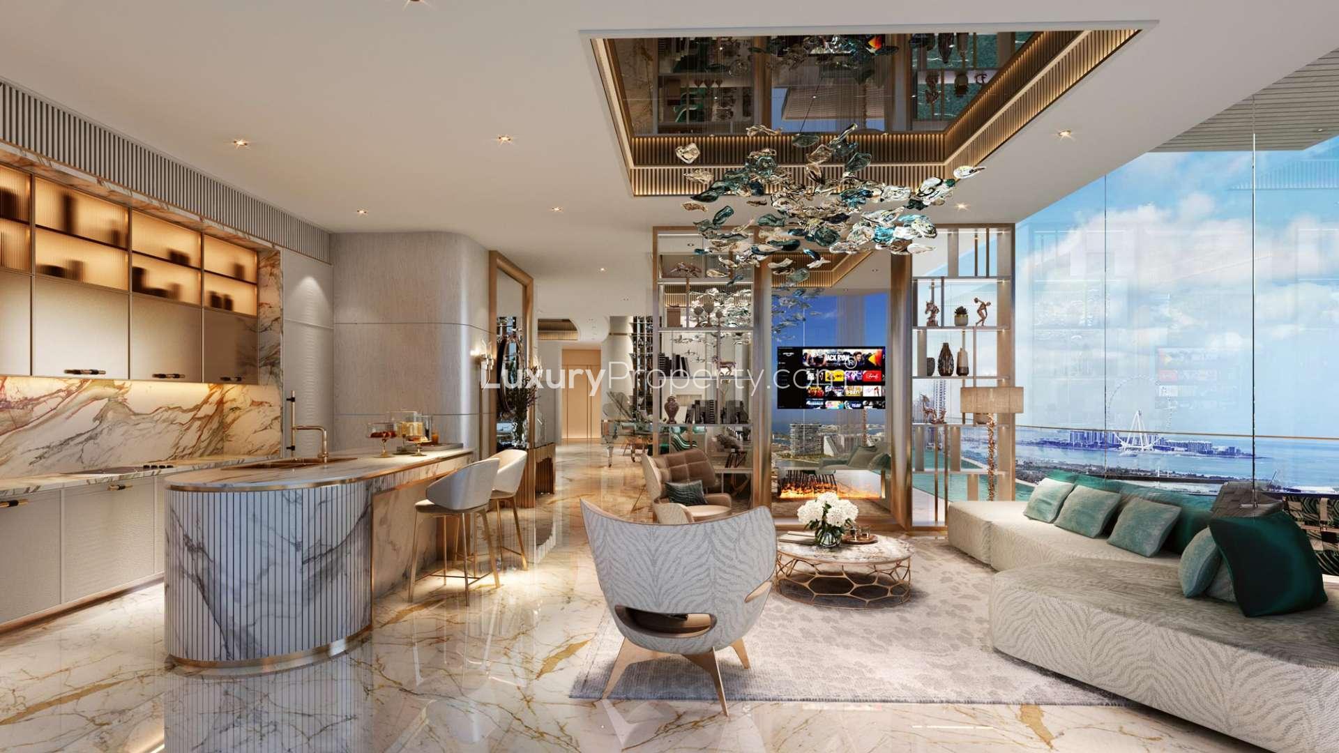 N/A,Luxurious Cavalli-designed apartment interior with ocean view at Damac Bay, Dubai Harbour