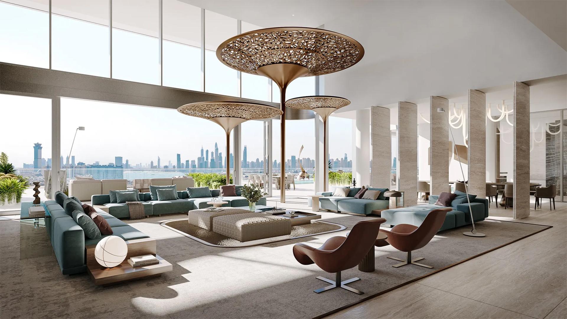 Luxurious penthouse terrace with pool overlooking ocean at ORLA Dorchester Collection, Palm Jumeirah