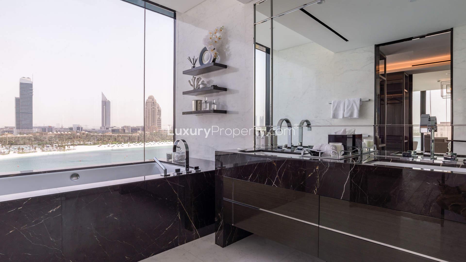 Penthouse living room with beachfront views at One Palm, Palm Jumeirah, Dubai