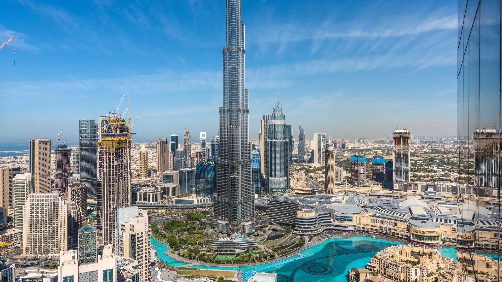 Luxurious living room in duplex penthouse, Vida Residence Downtown Dubai, with city views