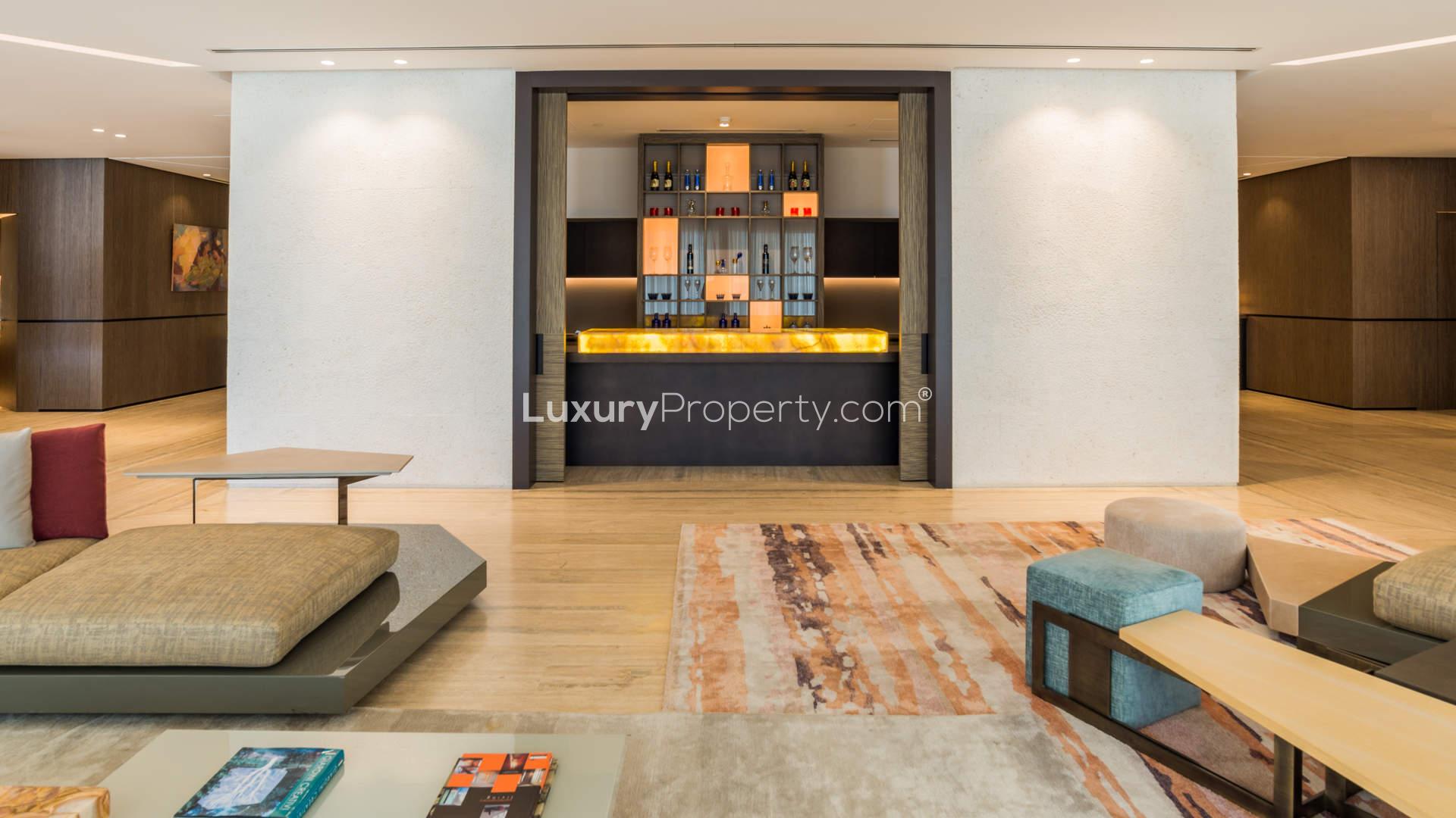 Luxurious living room in five-bedroom penthouse, Volante Tower, Business Bay, with city view