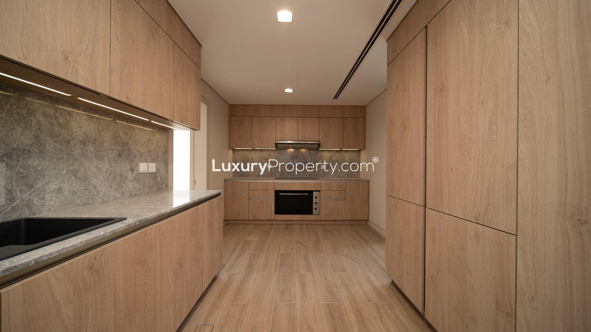 Balcony view from townhouse in Jumeirah Bay Island, beachfront community, available for rent