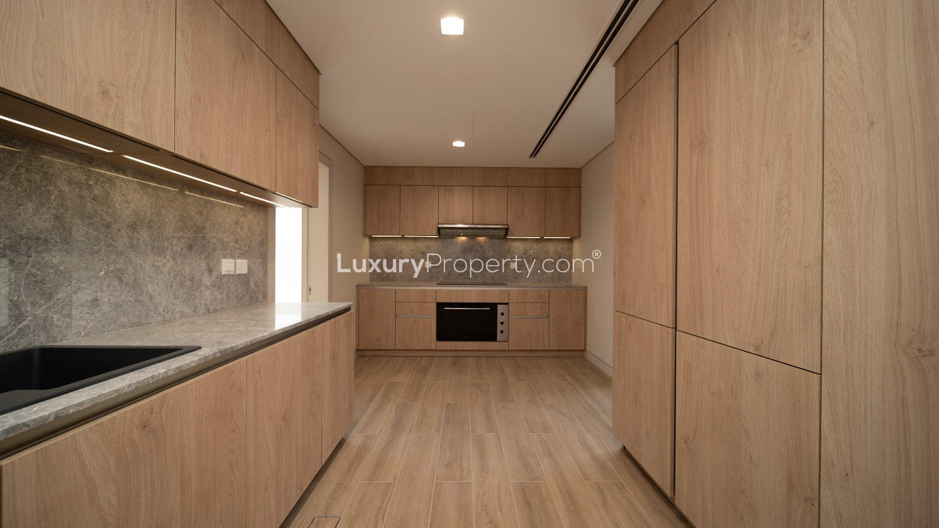 Balcony view from townhouse in Jumeirah Bay Island, beachfront community, available for rent