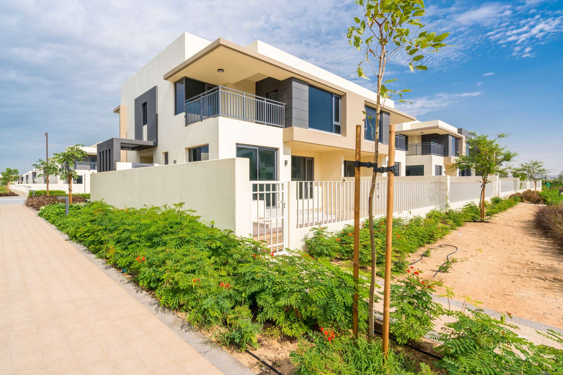 Bright bedroom with built-in wardrobe in Dubai Hills Estate townhouse, Maple sub-community