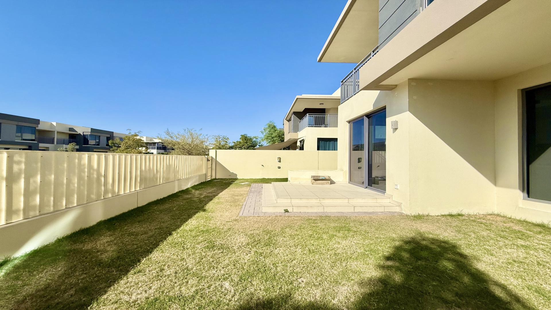 Greenbelt-facing 5-bedroom villa exterior in Maple 1, Dubai Hills Estate for rent