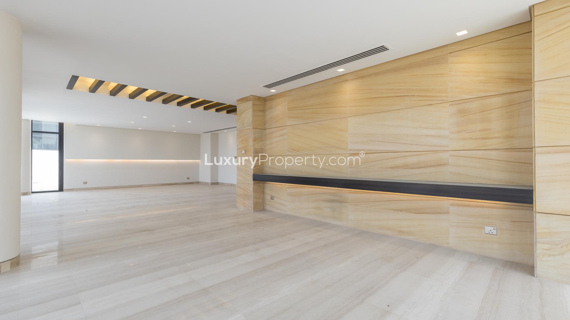 Brand new villa interior, spacious living area with modern design in Damac Hills Trevi