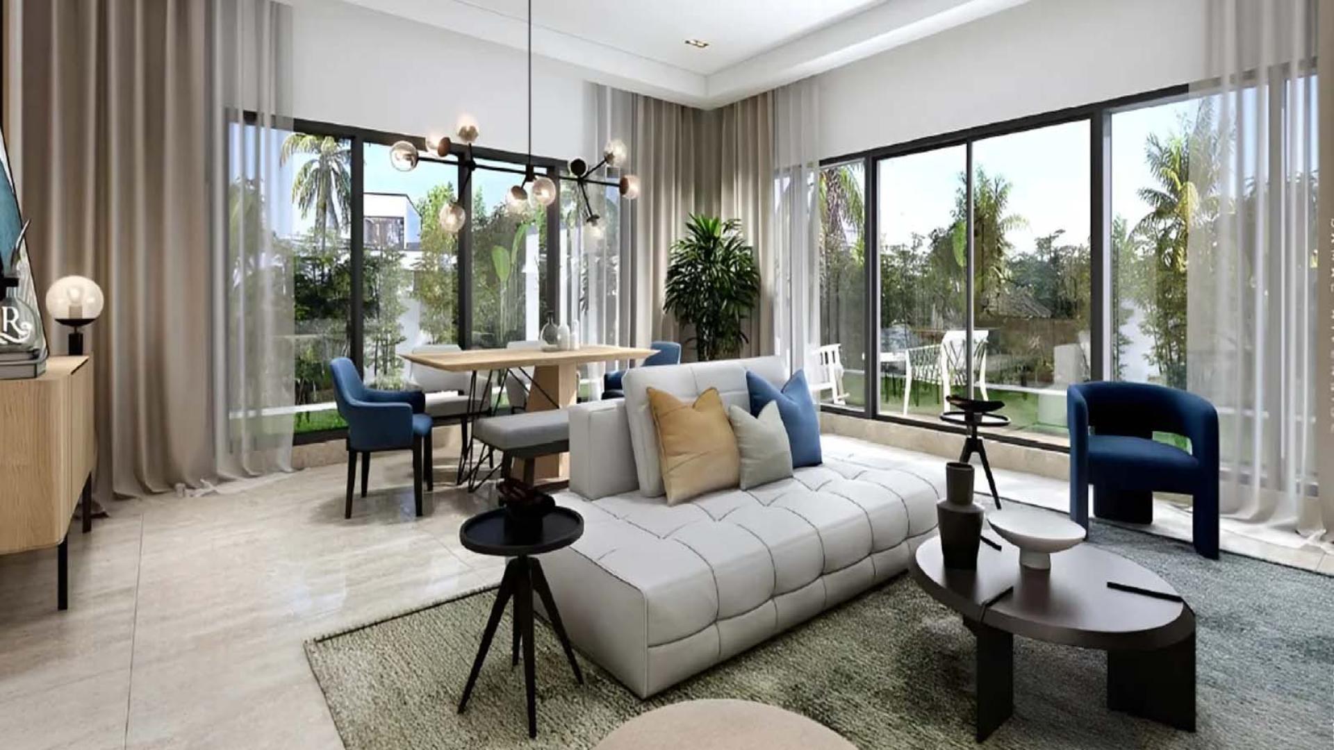 Modern 5-bedroom townhouses in Damac Sun City, Dubai Land, for sale. Spacious outdoor area
