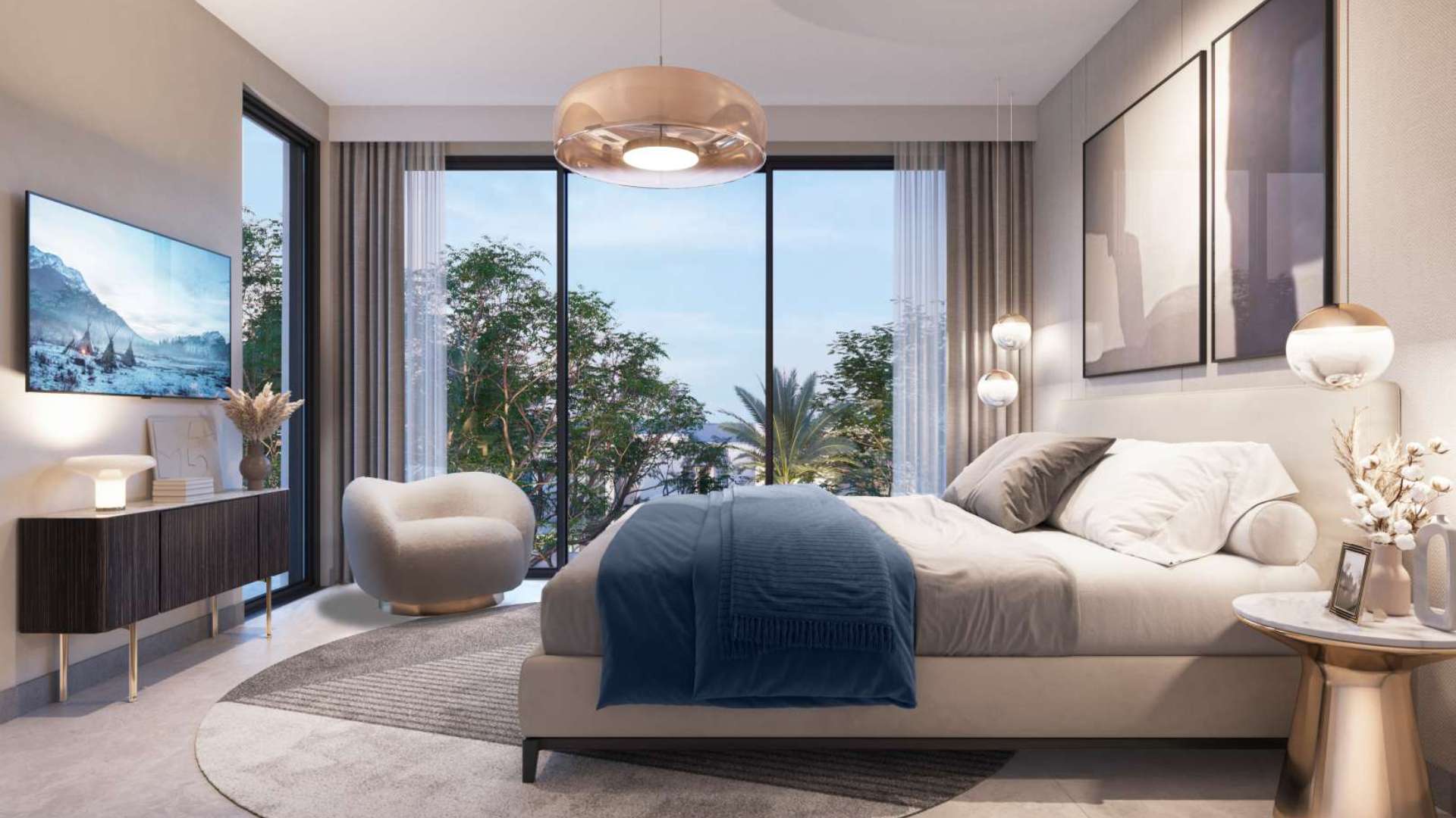 Modern bathroom in 4-bedroom villa, Aura, Tilal Al Ghaf, with double sinks and shower