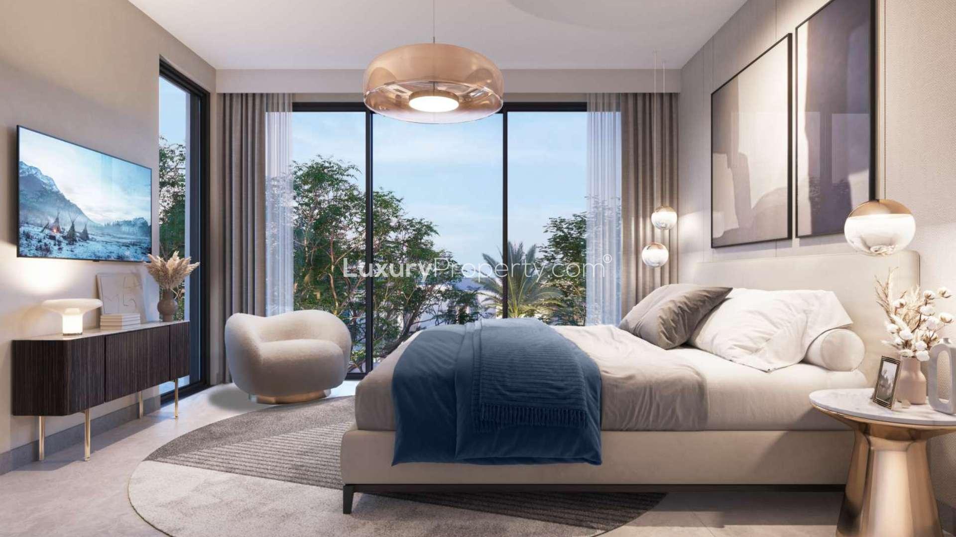 Customizable 4-bedroom villa for sale in Aura Gardens, Tilal Al Ghaf, modern exterior view