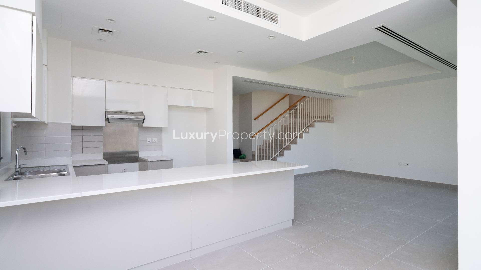 Brand-new 5-bedroom townhouse exterior in Maple, Dubai Hills Estate, for rent