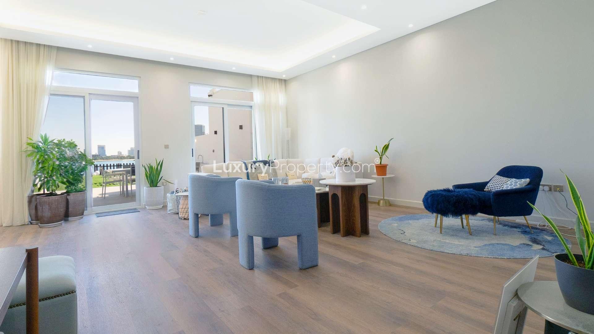 Luxury living room in exclusive five-bedroom Palm Jumeirah townhouse, Palma Residences