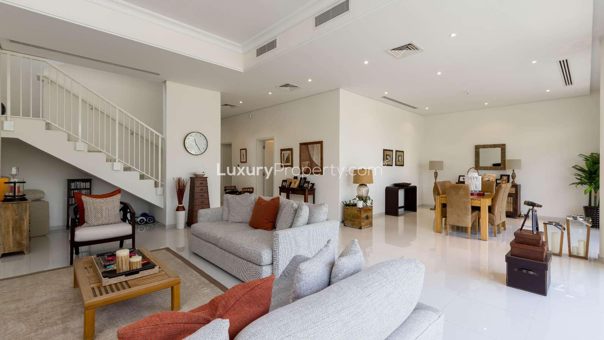 Modern living room in luxury 5-bedroom villa for rent, Rochester, Damac Hills