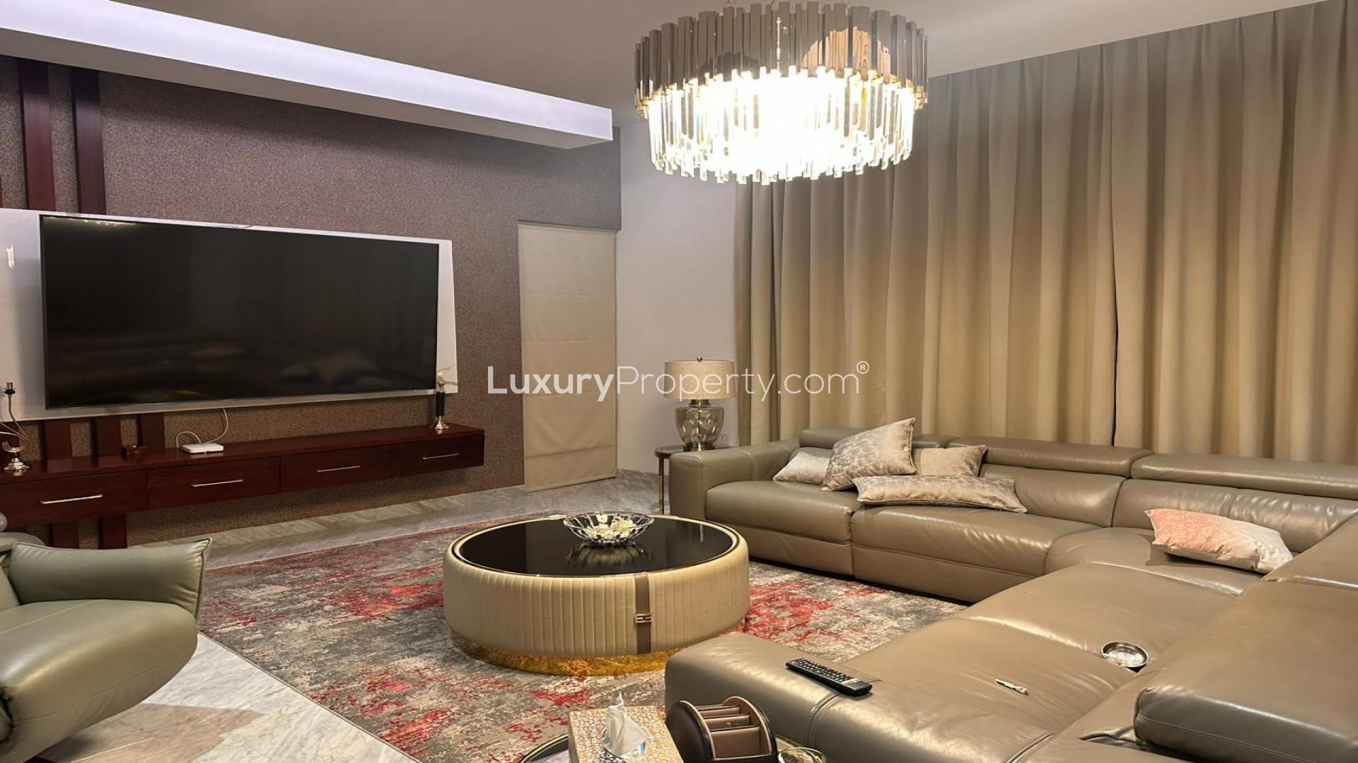 Luxury living room in fully furnished District One villa, Mohammed Bin Rashid City, for rent