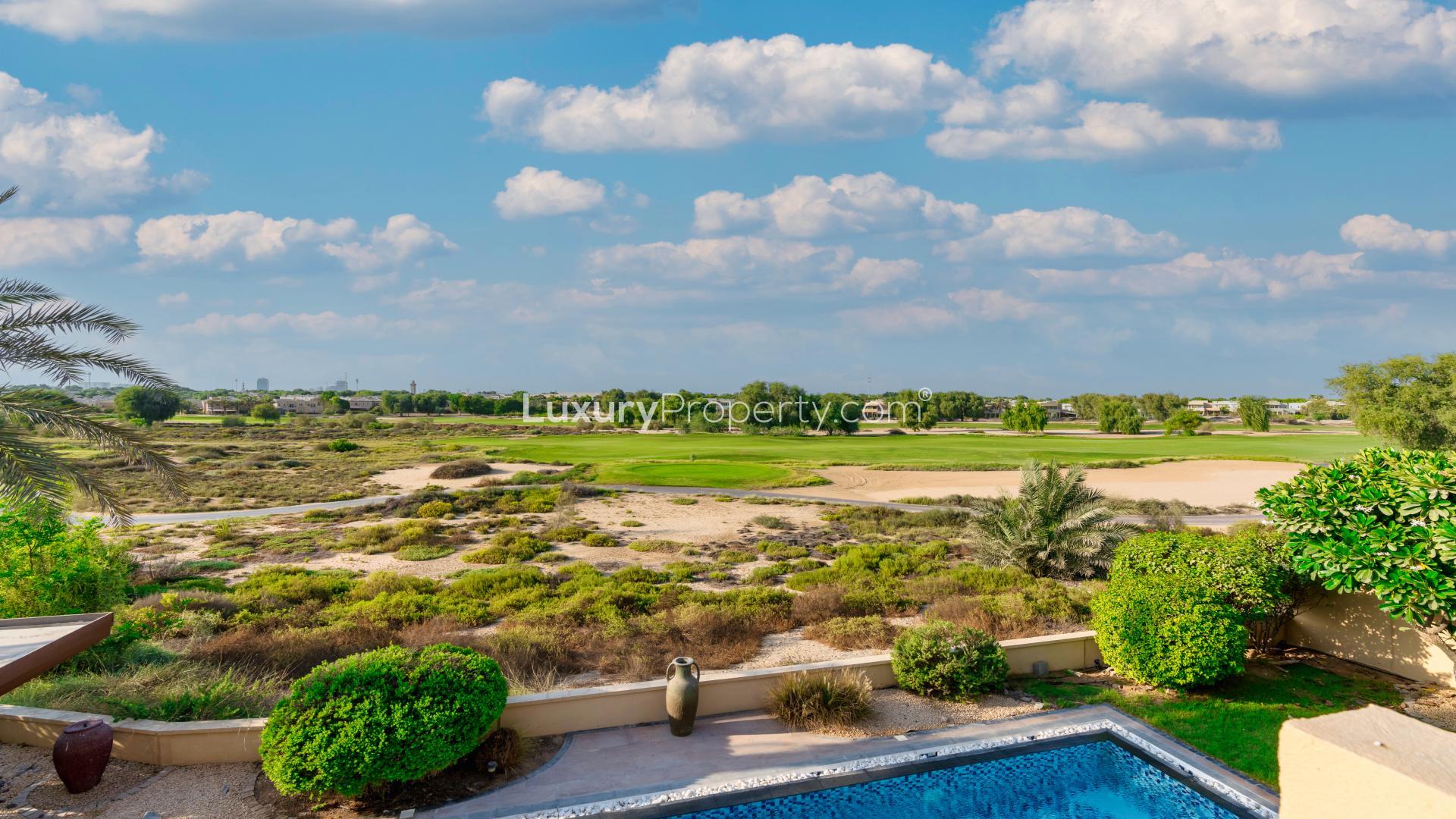 Upgraded five-bedroom villa with pool in Arabian Ranches, Al Mahra, for rent