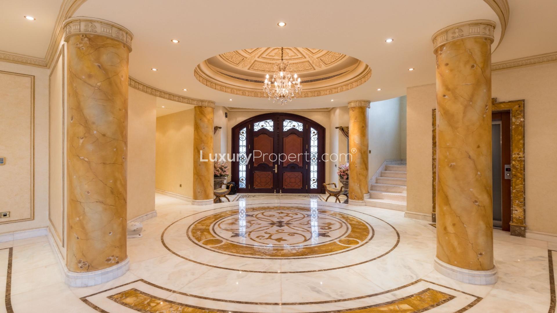 Luxurious living room in upgraded French Riviera Style villa, Palm Jumeirah, Signature Villas