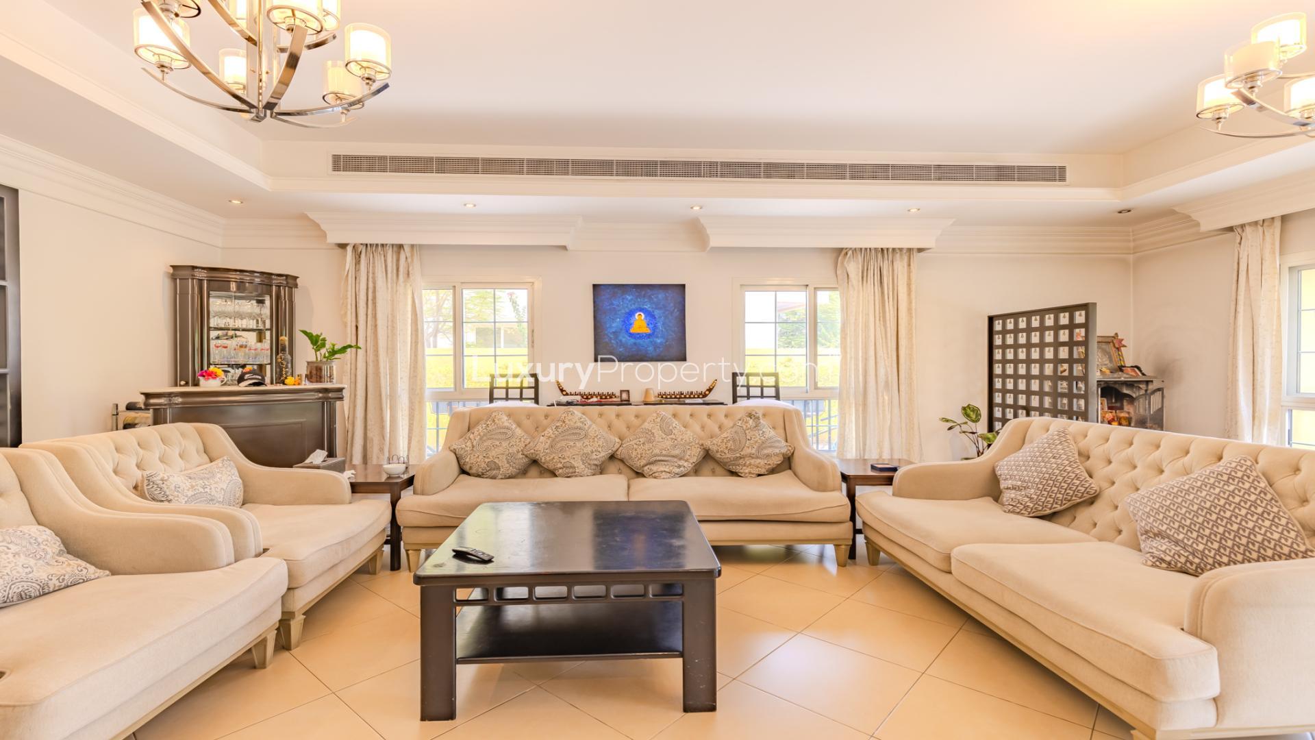 Luxurious living room in upgraded 5-bedroom villa, The Aldea, featuring elegant furnishings