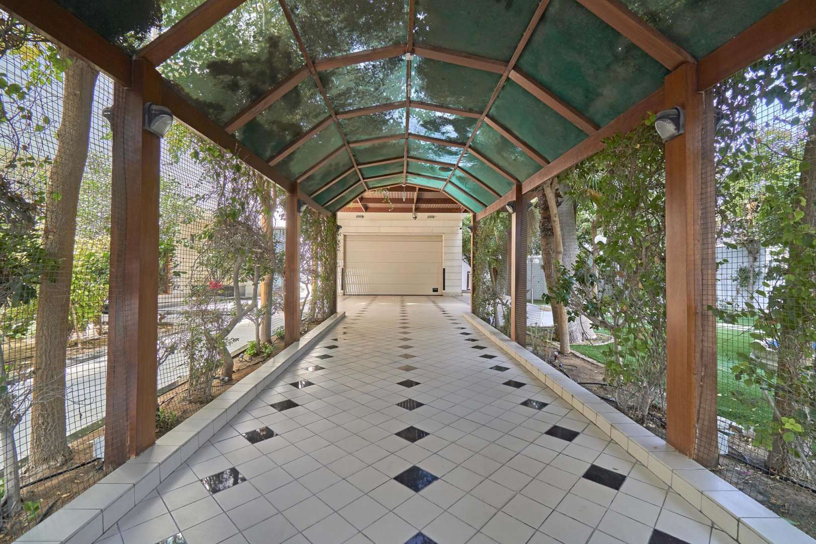 Luxurious villa exterior with garden in Al Sufouh 1, available for rent