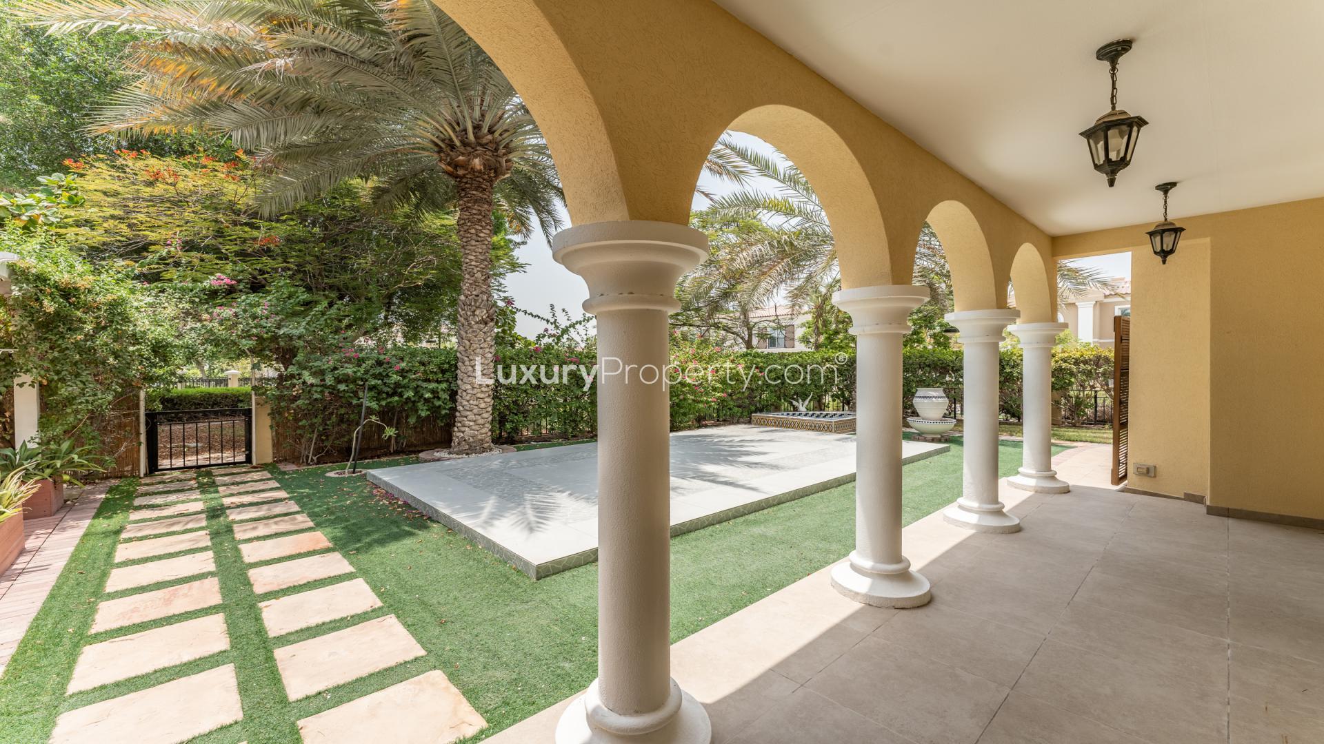 Spacious living area in 5-bedroom villa, Green Community West, Dubai, with elegant interiors