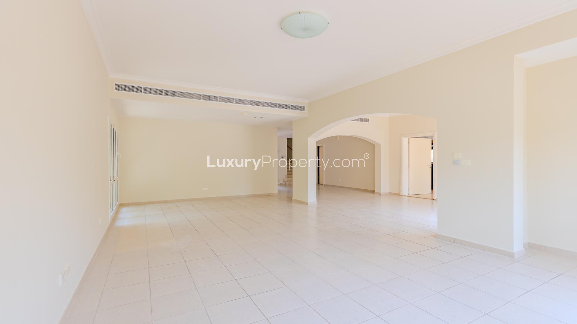 Spacious living room with large windows in Meadows 8 villa for rent, Ref LP42227