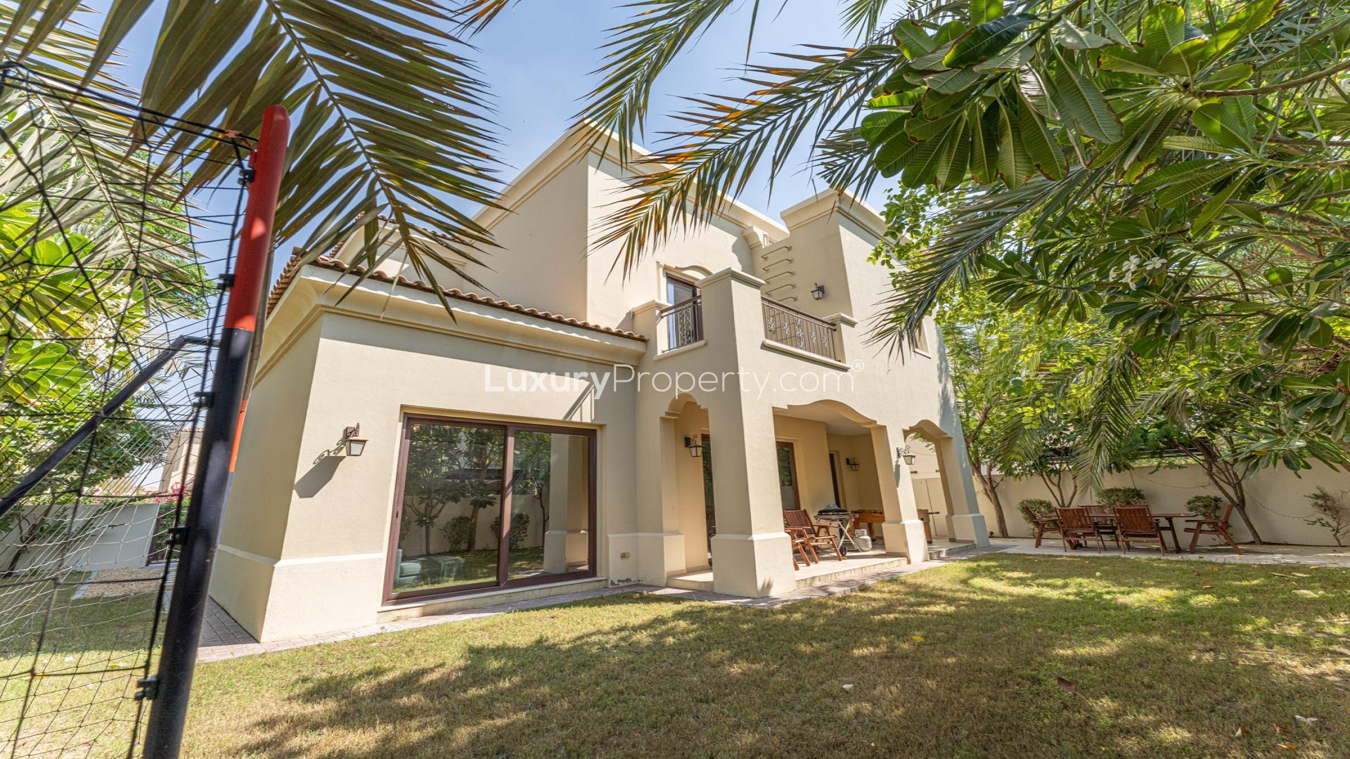 Elegant living room with garden view in 5-bedroom villa, Arabian Ranches 2, Lila community