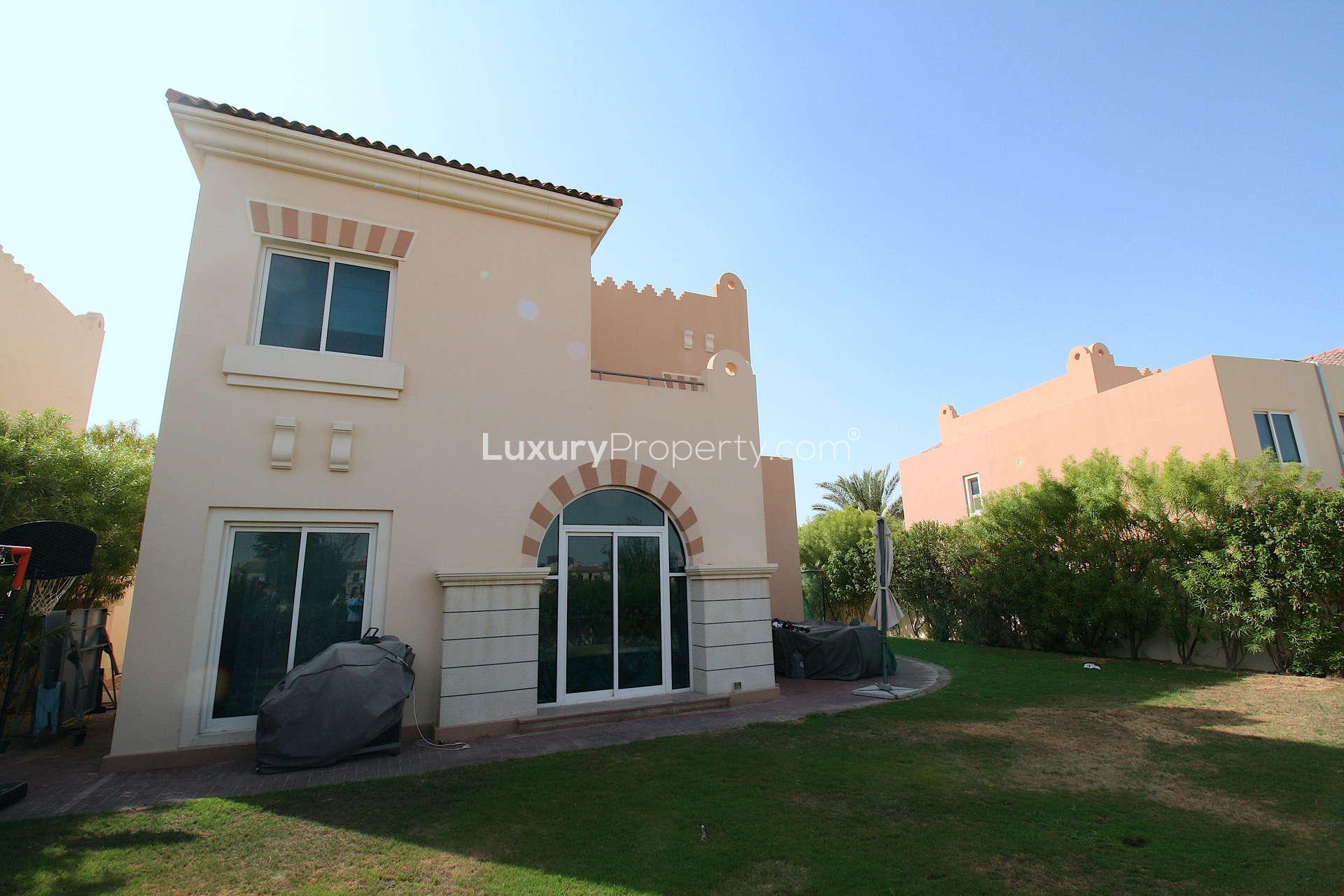 Empty bedroom in 5-bedroom villa, Victory Heights, Dubai Sports City, with window view