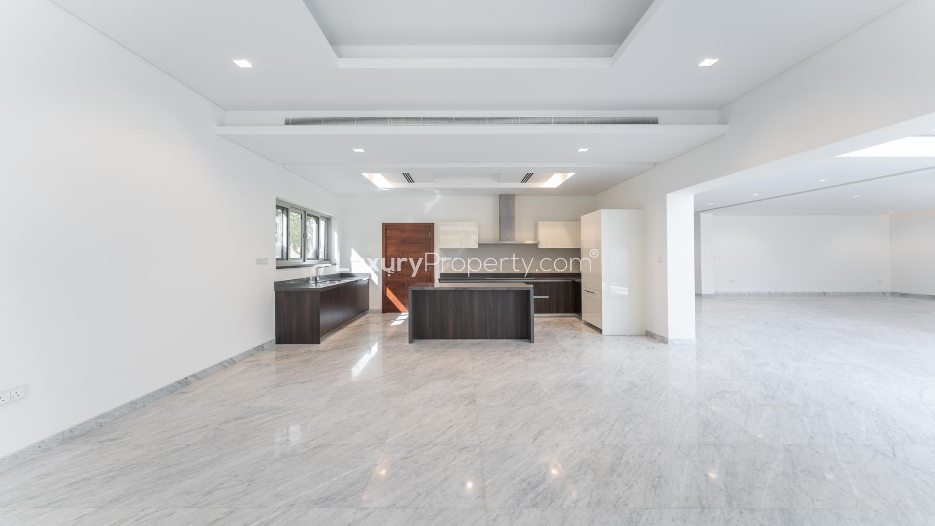 Upgraded villa balcony view with pool in District One, Mohammed Bin Rashid City