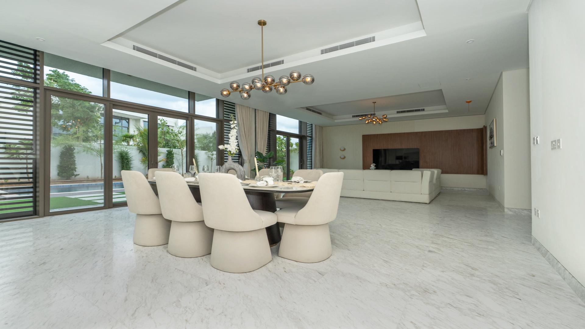Modern villa interior with marble flooring in District One, Mohammed Bin Rashid City, for rent