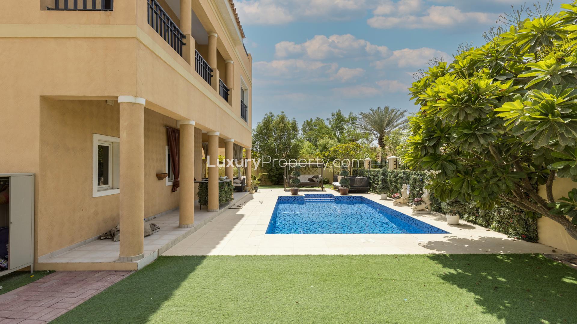 Exterior view of 5-bedroom villa with pool and landscaped garden in Hacienda, The Villa
