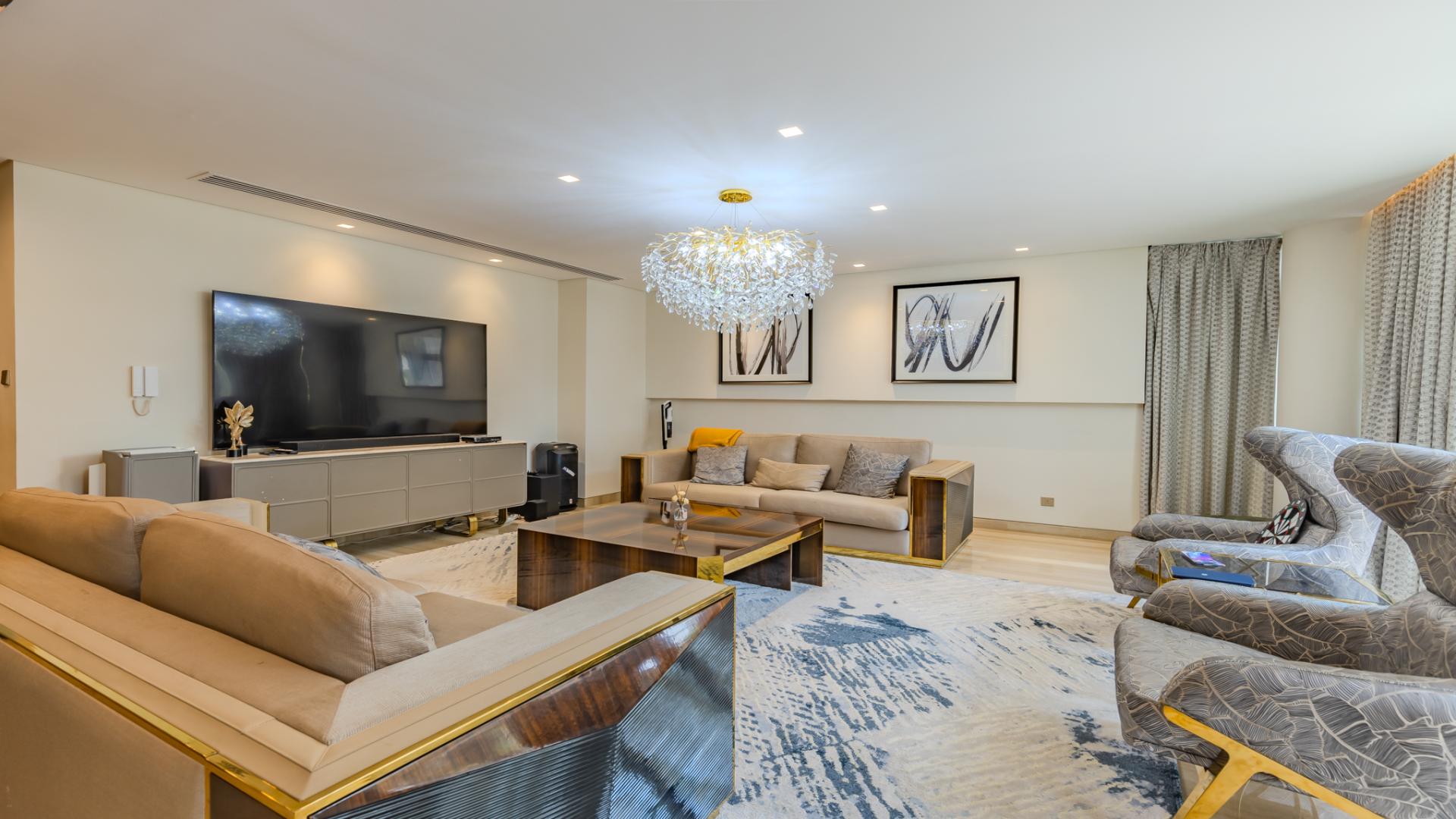 Elegant living room in luxury 5-bed villa, Trevi, Damac Hills, with modern furnishings