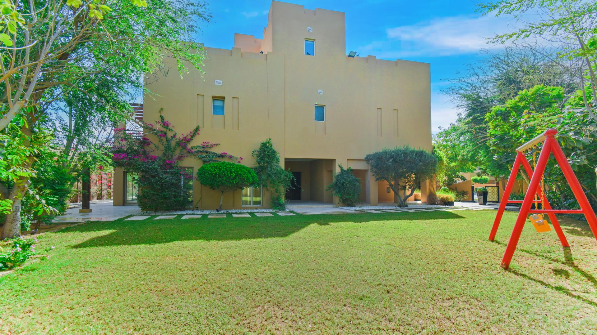 Upgraded 5-bedroom Hattan villa with private pool, lush garden in Arabian Ranches for rent
