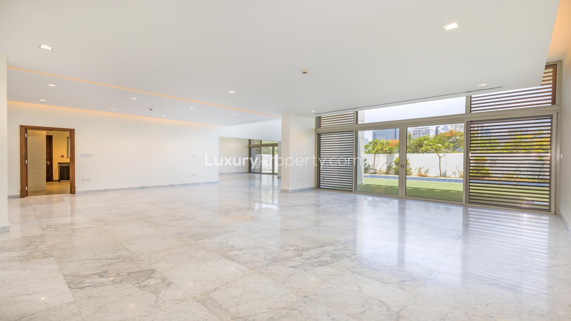 Contemporary 5-bedroom villa exterior in District One, Mohammed Bin Rashid City, for rent