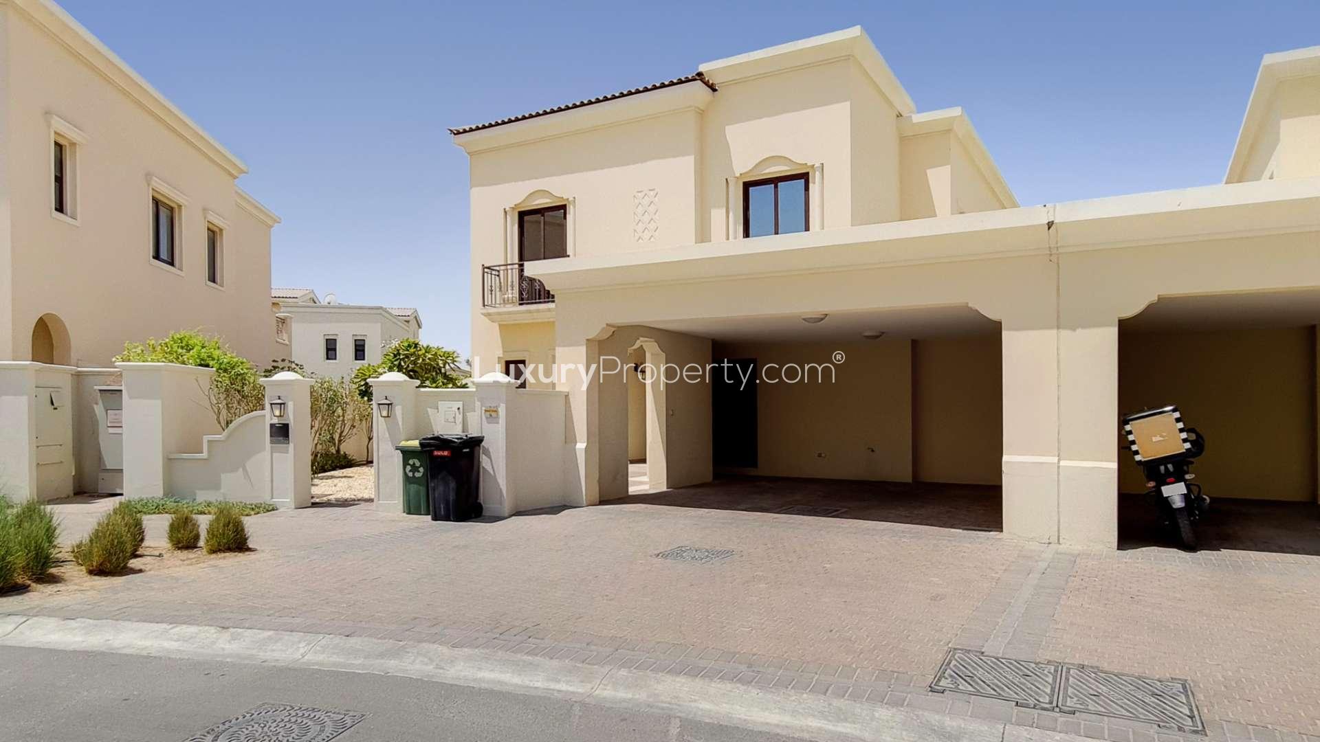Spacious living area with large windows in Lila villa, Arabian Ranches 2