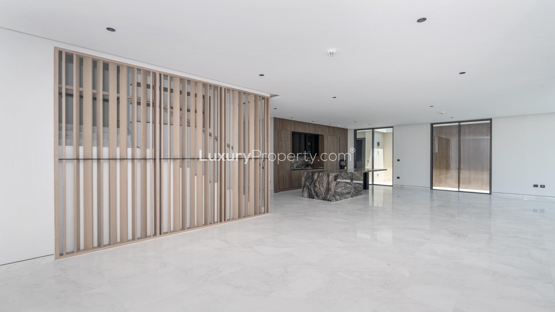 Exterior view of 5-bed villa for rent in Tilal Al Ghaf, Harmony 3