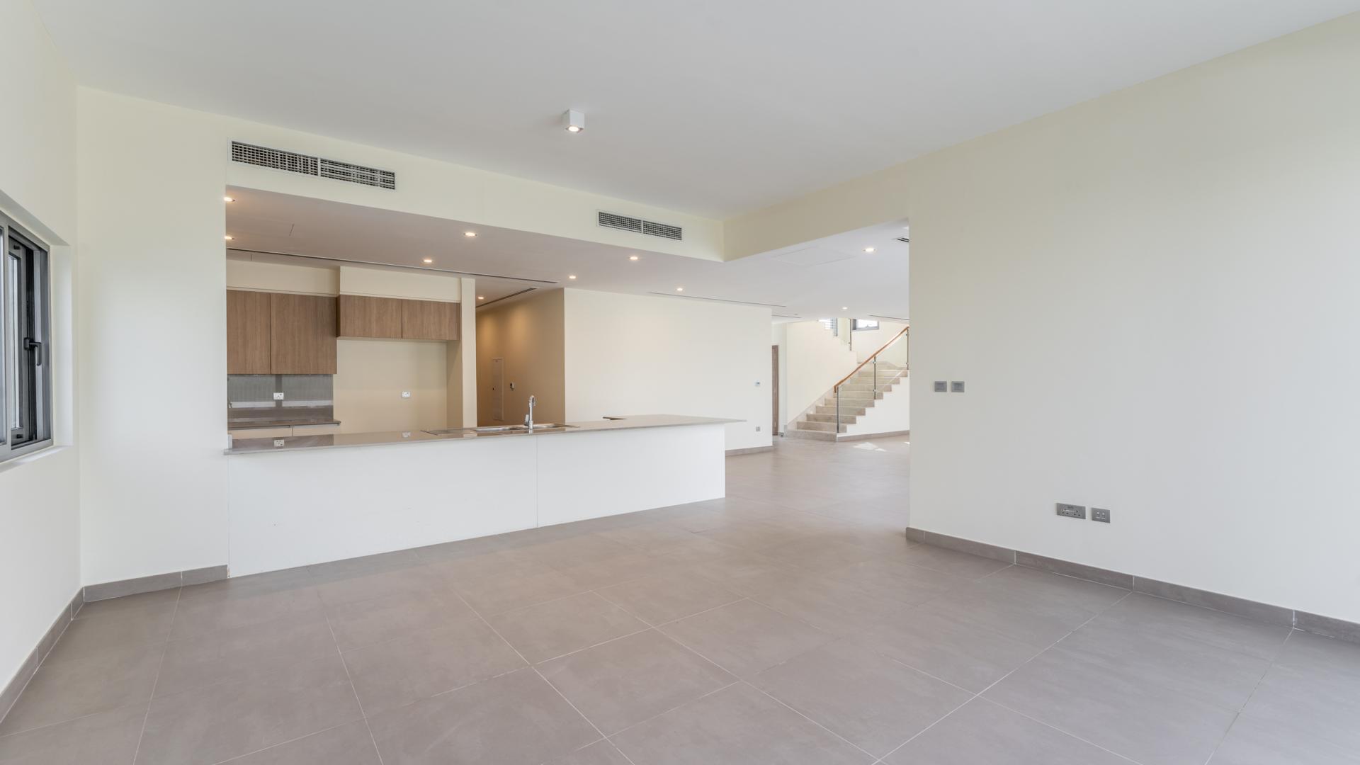 Spacious open-plan kitchen and living area in Sidra Villas, Dubai Hills Estate