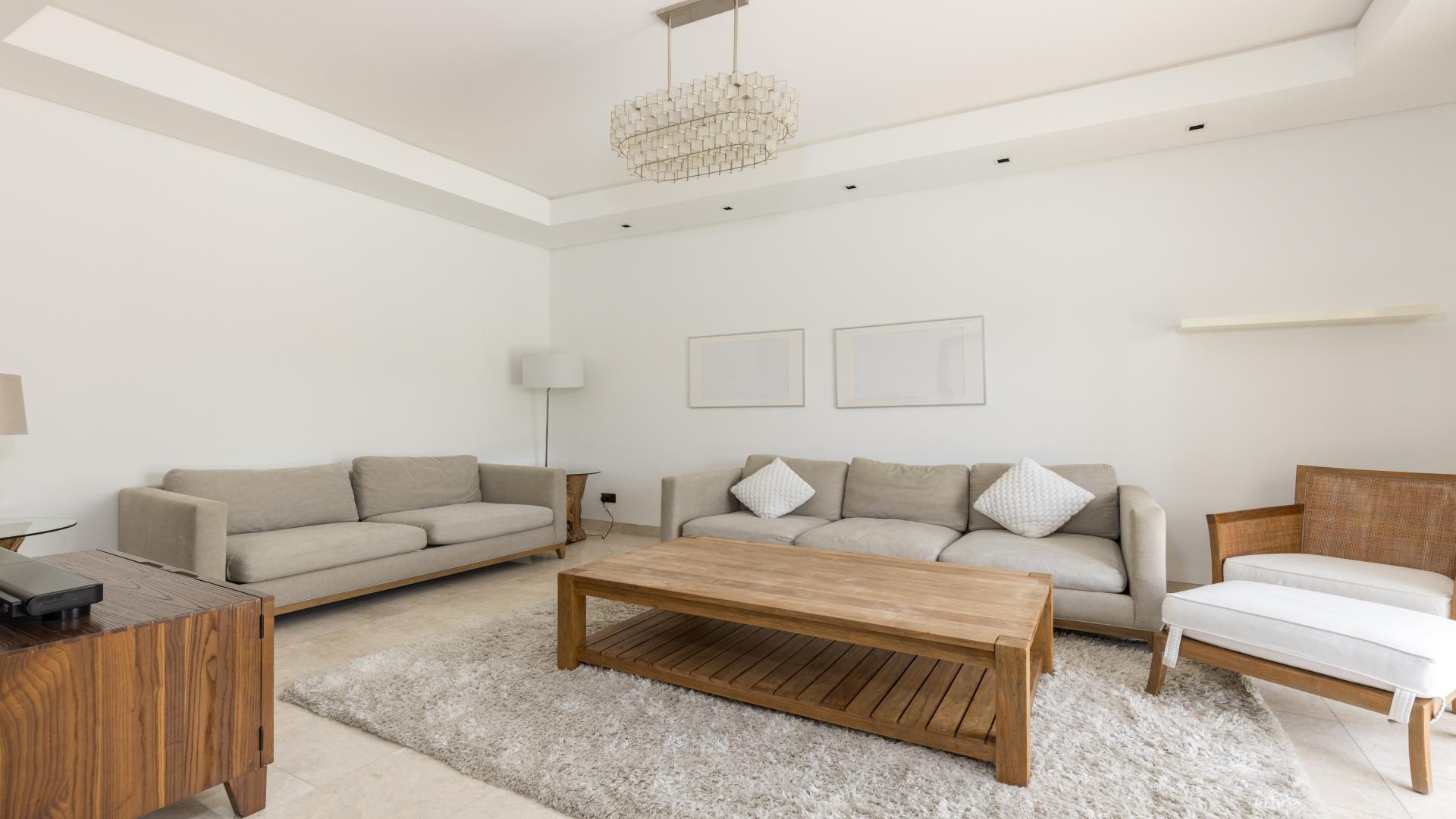 Modern living room in fully upgraded villa, Meadows 7, with elegant furniture and chic decor
