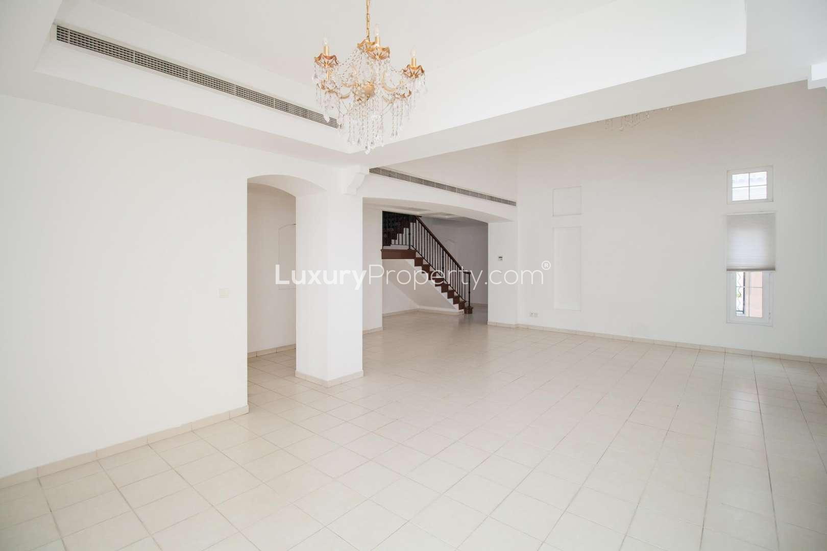 Spacious living room in 5-bedroom villa, Mirador La Coleccion, Arabian Ranches for rent