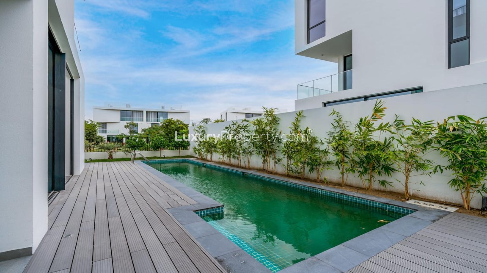 Private pool at 5-bed villa in Chorisia Al Barari, available for rent