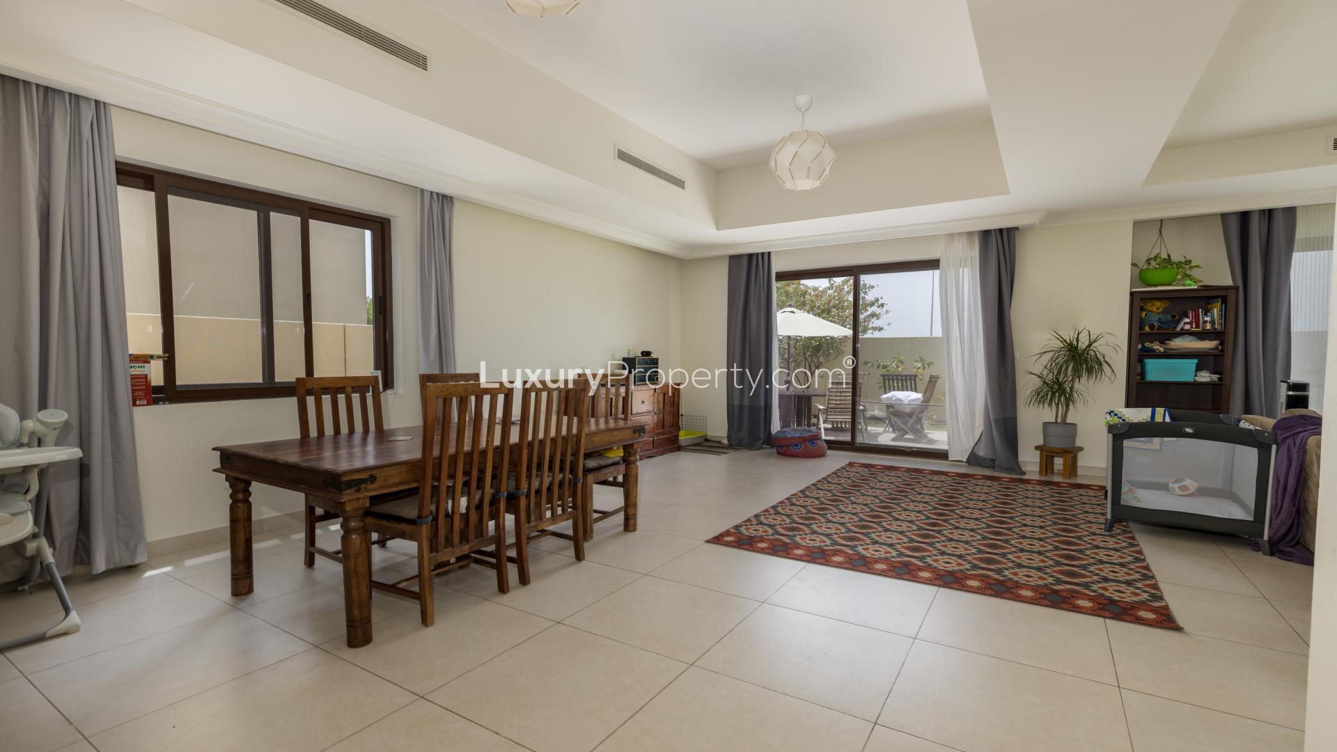 Living room in five-bedroom villa, Arabian Ranches 2, Palma, cozy seating and decor