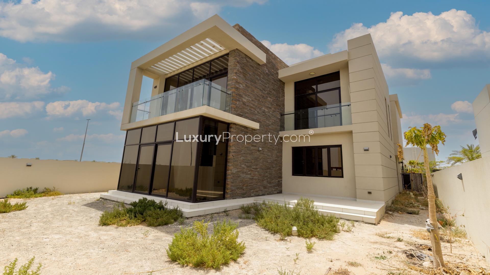 Furnished living and dining area in Damac Hills Picadilly Green villa for rent