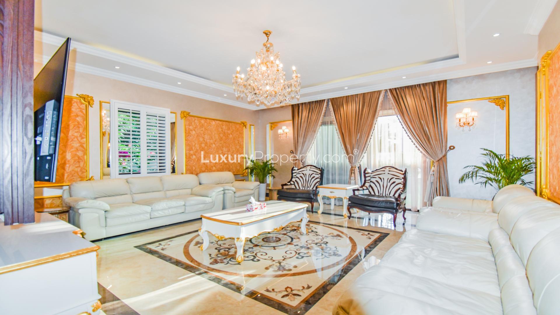 Luxurious living room in fully furnished 5-bedroom villa, Arabian Ranches 2, Samara