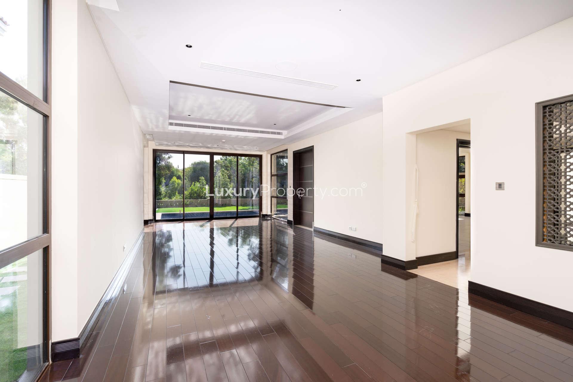 Luxurious villa interior with pool view in Sanctuary Falls, Jumeirah Golf Estates