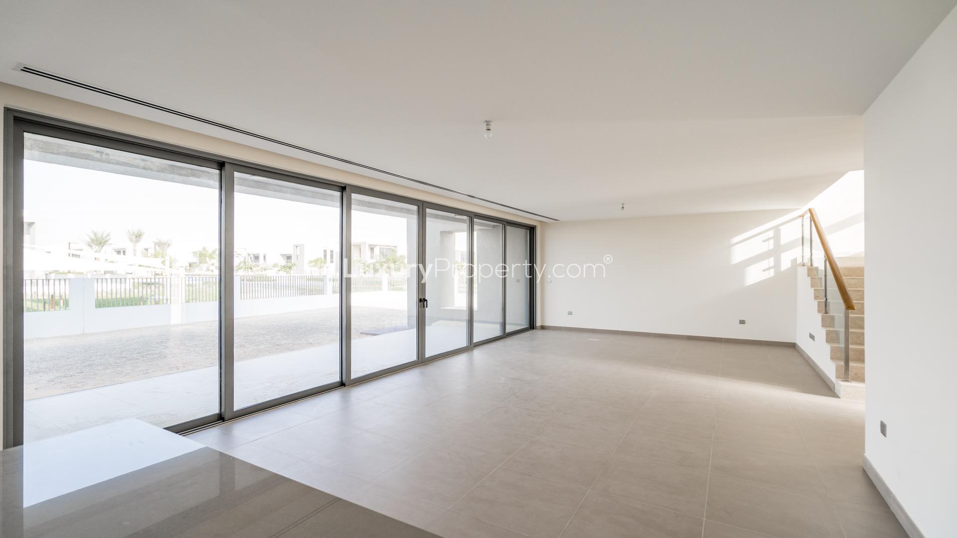 N/A,Spacious living area with large windows in modern villa, Sidra Villas, Dubai Hills Estate