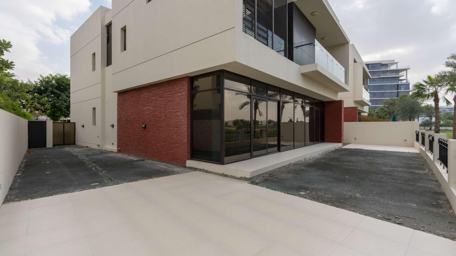 Elegant standalone villa exterior in The Turf, Damac Hills, available for rent