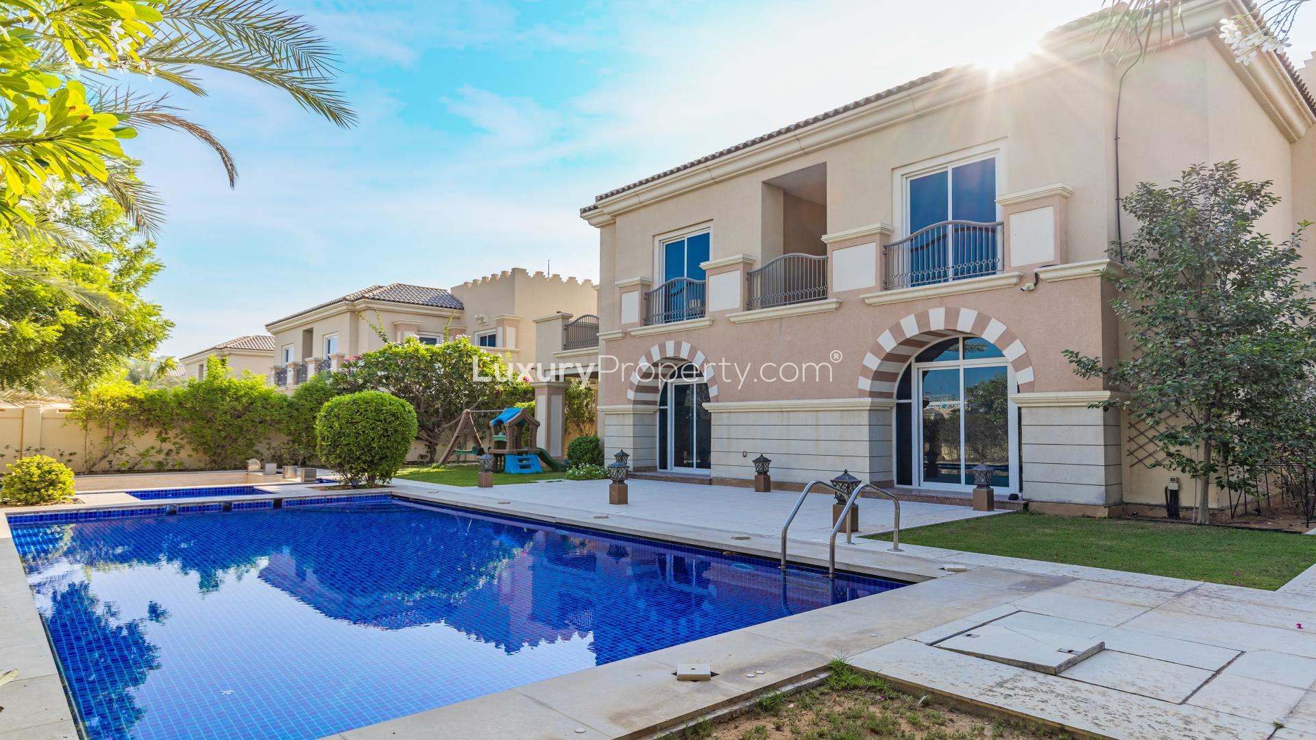 Villa with private pool, sunken seating, Victory Heights, Dubai Sports City, for rent