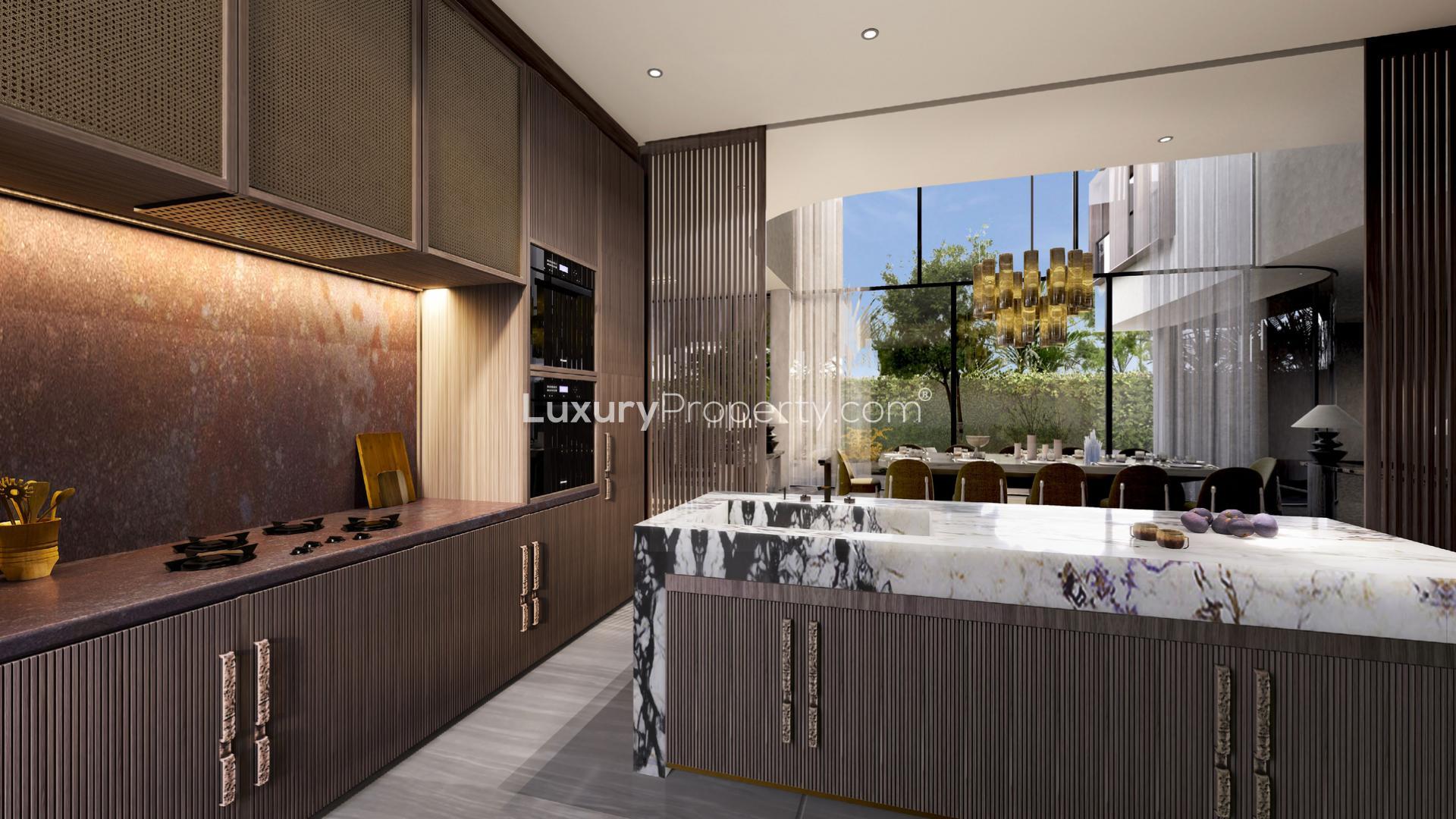 Luxurious kitchen interior in 5-bedroom villa, Elysian Mansions, Tilal Al Ghaf, for sale