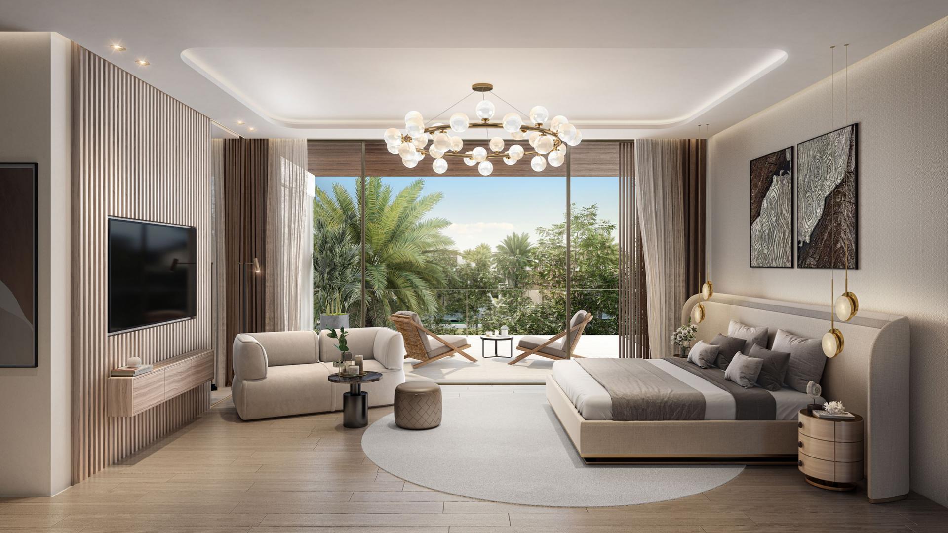 N/A,Luxurious bedroom with modern decor in 5-bedroom villa, Elysian Mansions, Tilal Al Ghaf