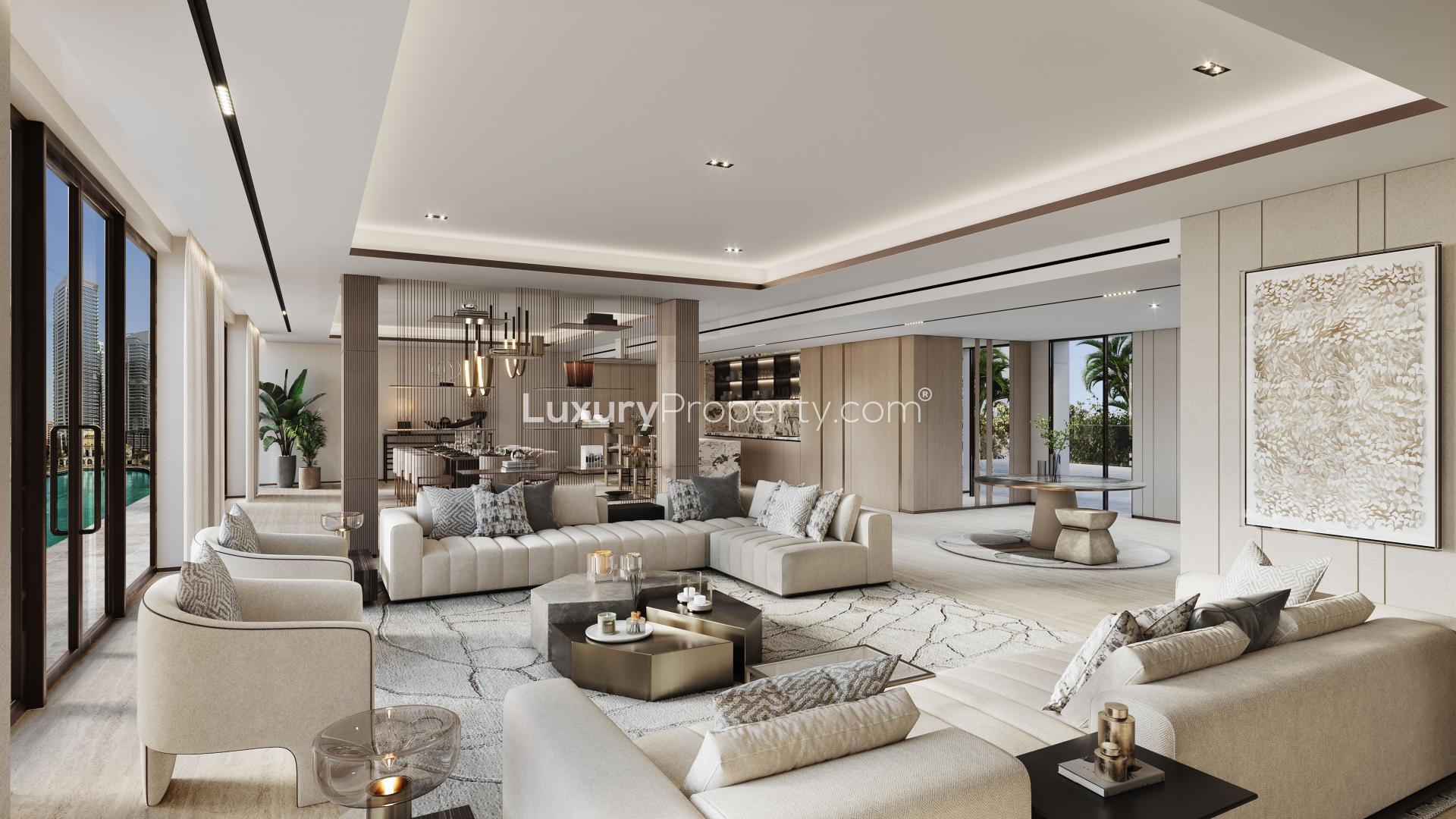 Waterfront mansion villa in Dubai Marina with private entrance and pool, for sale