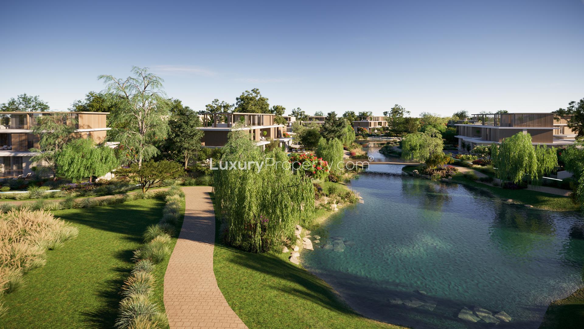 Contemporary villa interior in The Acres, Dubai Land featuring spacious living and dining area