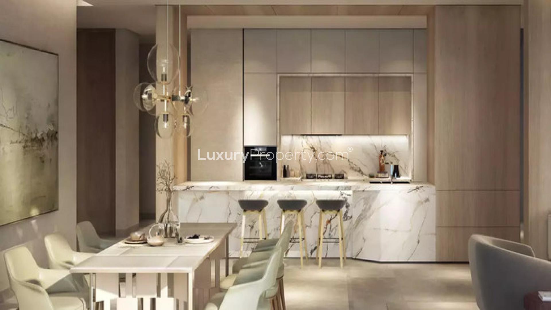 Luxurious beachfront villa terrace with ocean view on Palm Jebel Ali, Signature Villas