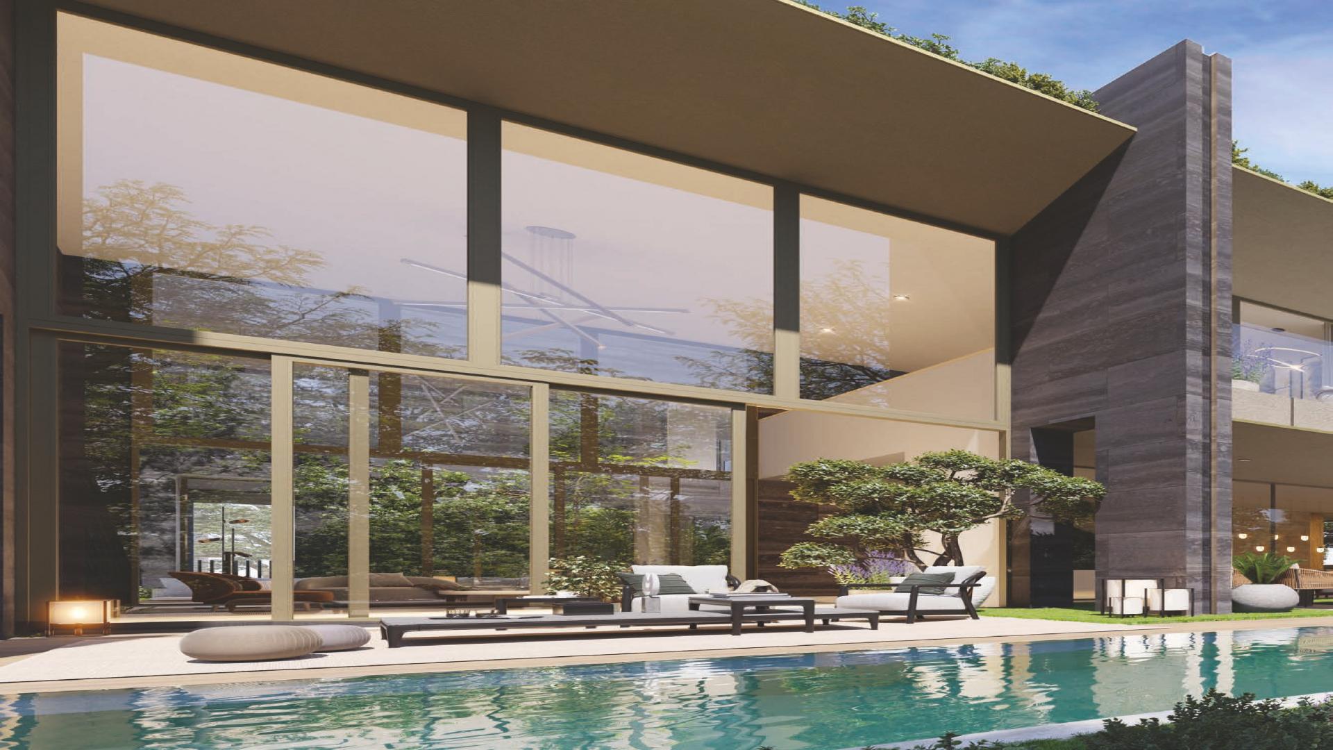 Luxurious 5-bedroom villa exterior in Serenity Mansions, Tilal Al Ghaf, surrounded by greenery